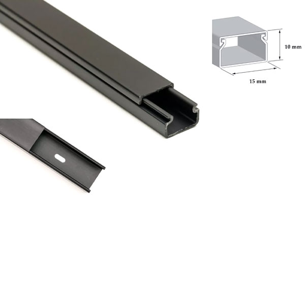 1m Black Electrical Cable Trunking PVC Wire Conduit Plastic Cover 