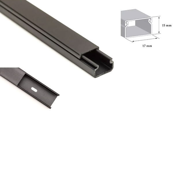 1m Black Electrical Cable Trunking PVC Wire Conduit Plastic Cover 