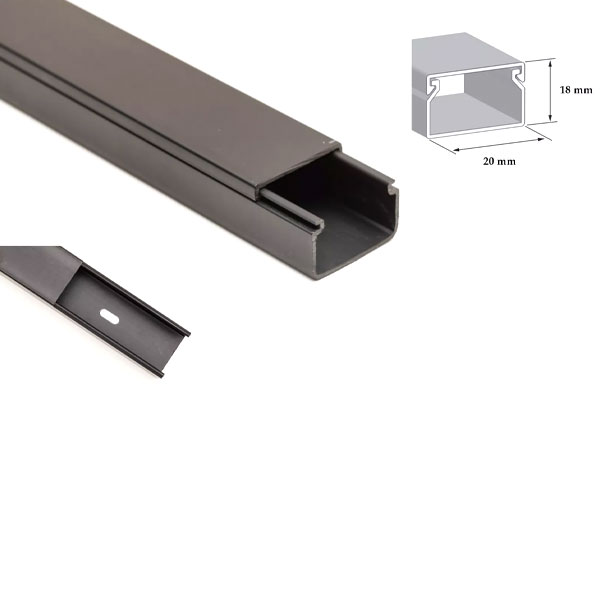 1m Black Electrical Cable Trunking PVC Wire Conduit Plastic Cover 