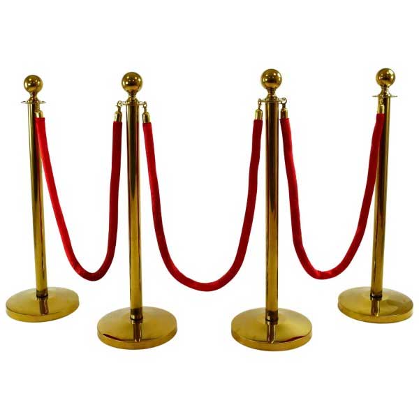  Ceremonial Velvet Red Rope with Corrosion-Resistant Brass Stanchions