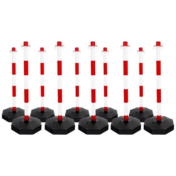 Heavy Duty Plastic Chain Bollards For Outdoor & Indoor Use - Set of 10 Posts