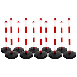 Heavy Duty Plastic Chain Bollards For Outdoor & Indoor Use - Set of 10 Posts