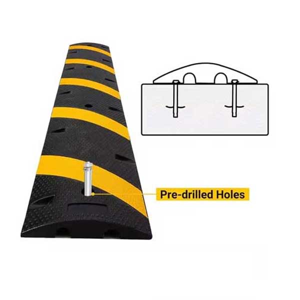 Highly Visible Black & Yellow Rubber Sleeping Policeman Ramp