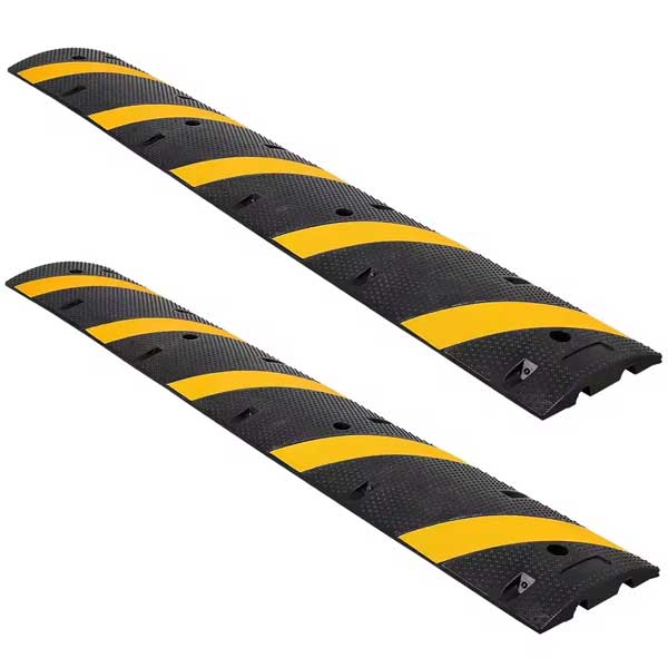 Highly Visible Black & Yellow Rubber Sleeping Policeman Ramp