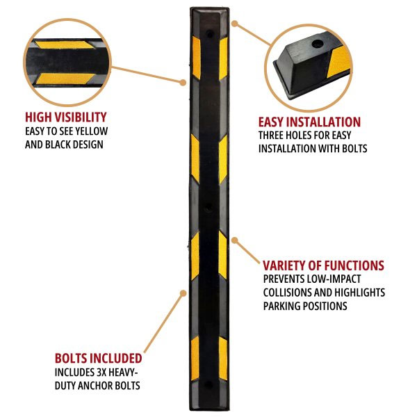 Reflective Large Rubber Parking Kerb