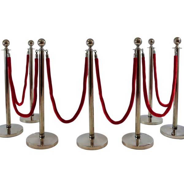 New Luxurious Red Velvet Rope Barrier Posts for Elegant Crowd Control