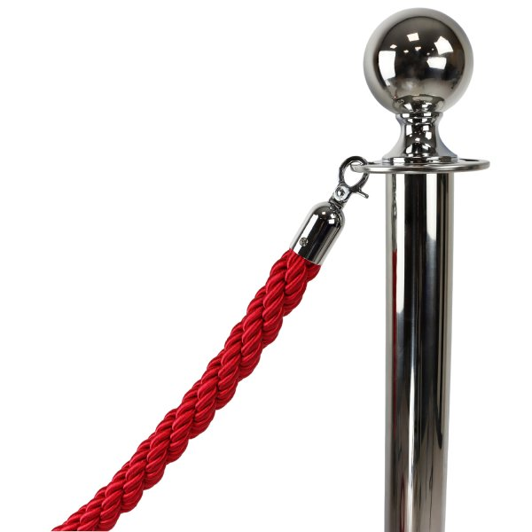 Silver Barrier Stands with Red Twisted Rope for Crowd Control