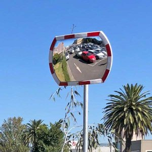 White & Orange UV-Treated Polycarbonate Convex Traffic Mirror With Rectangular face