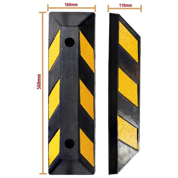 Yellow & Black Hard-Wearing Recycled Rubber Wheel Stop